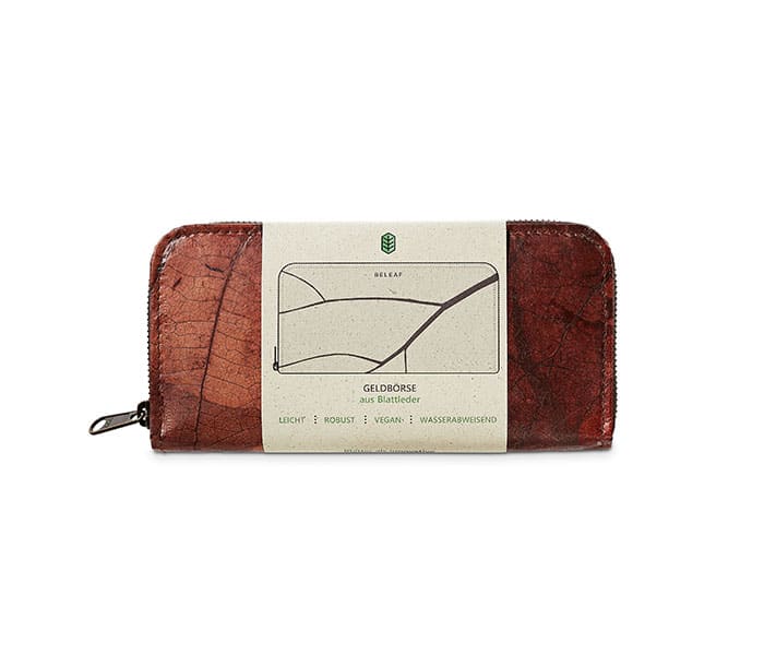 BIG LEAF Portemonnaie aus Blattleder in Soil Brown