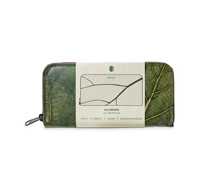 BIG LEAF Portemonnaie aus Blattleder in Leaf Green