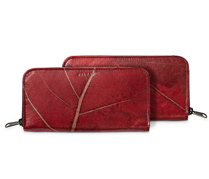 BIG LEAF Portemonnaie aus Blattleder in Poppy Red