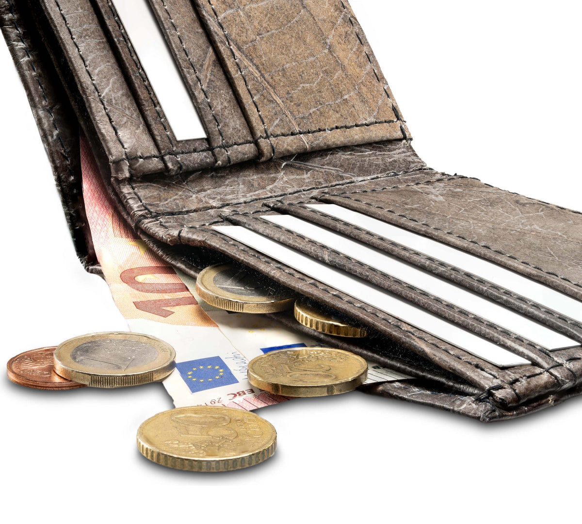 FOLD LEAF Herrenportemonnaie aus Blattleder in Bark Black