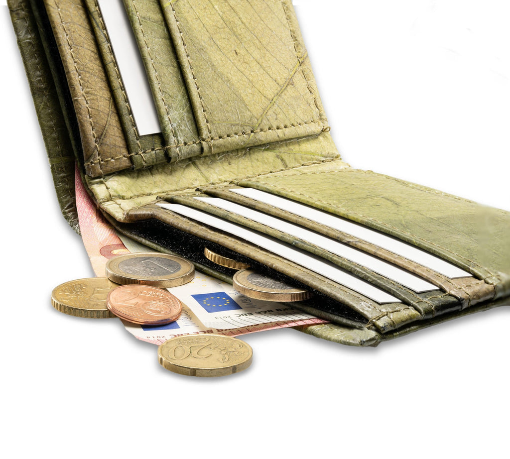 FOLD LEAF Herrenportemonnaie aus Blattleder in Leaf Green
