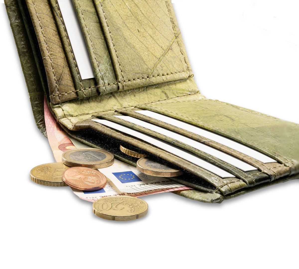FOLD LEAF Herrenportemonnaie aus Blattleder in Leaf Green