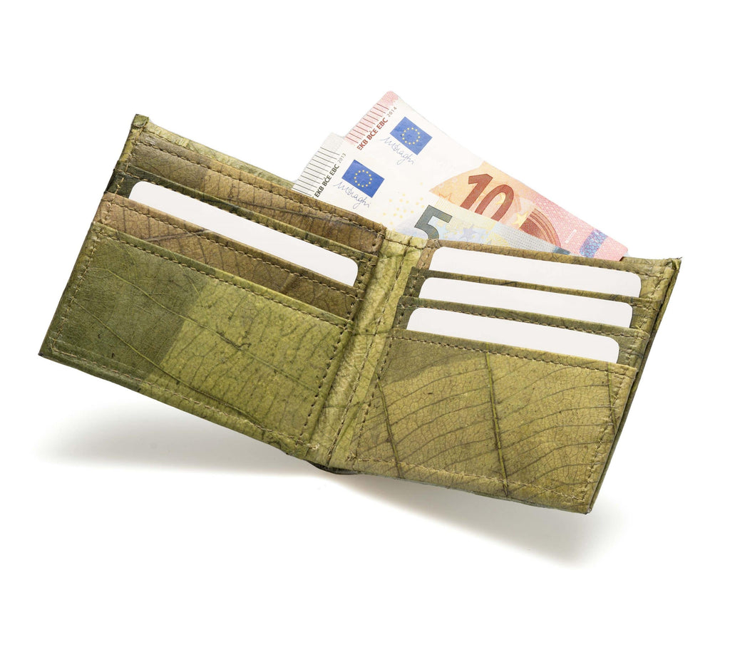 FOLD LEAF Herrenportemonnaie aus Blattleder in Leaf Green