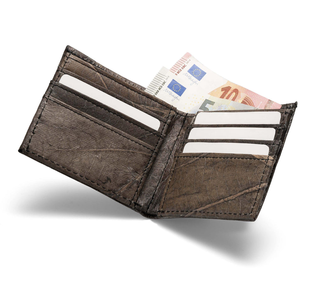 FOLD LEAF Herrenportemonnaie aus Blattleder in Bark Black