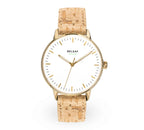 SOLAR GOLD Solaruhr in Gold mit Korkarmband in Cork Beige