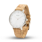 SOLAR SILVER Solaruhr in Silber mit Korkarmband in Cork Beige