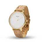 SOLAR GOLD Solaruhr in Gold mit Korkarmband in Cork Beige