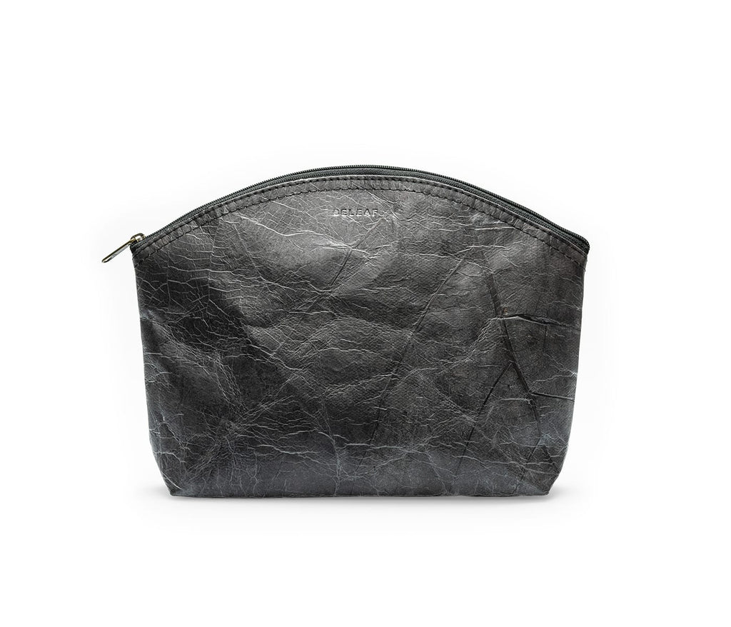 MAXI LEAF Kulturbeutel aus Blattleder in Bark Black