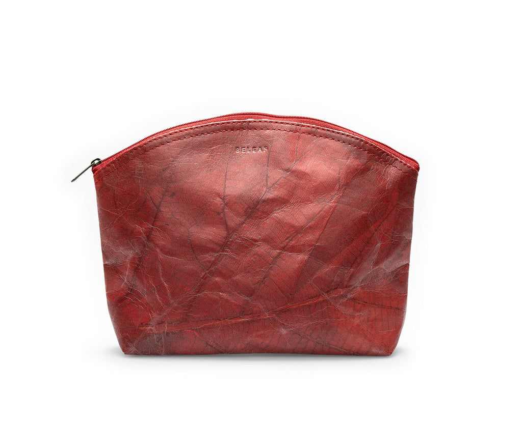 MAXI LEAF Kulturbeutel aus Blattleder in Poppy Red