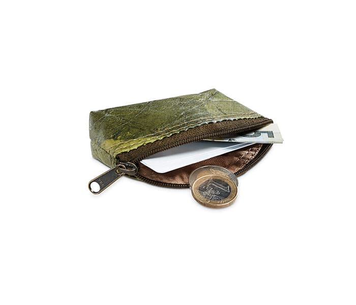 MINI LEAF Mini-Portemonnaie aus Blattleder in Leaf Green
