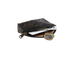 MINI LEAF Mini-Portemonnaie aus Blattleder in Bark Black