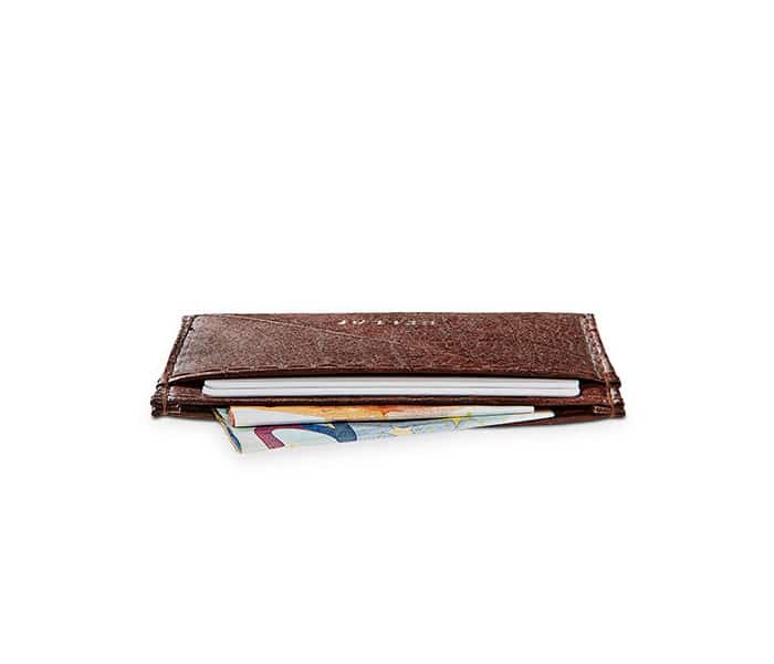 SLIM LEAF Kartenhalter aus Blattleder in Soil Brown