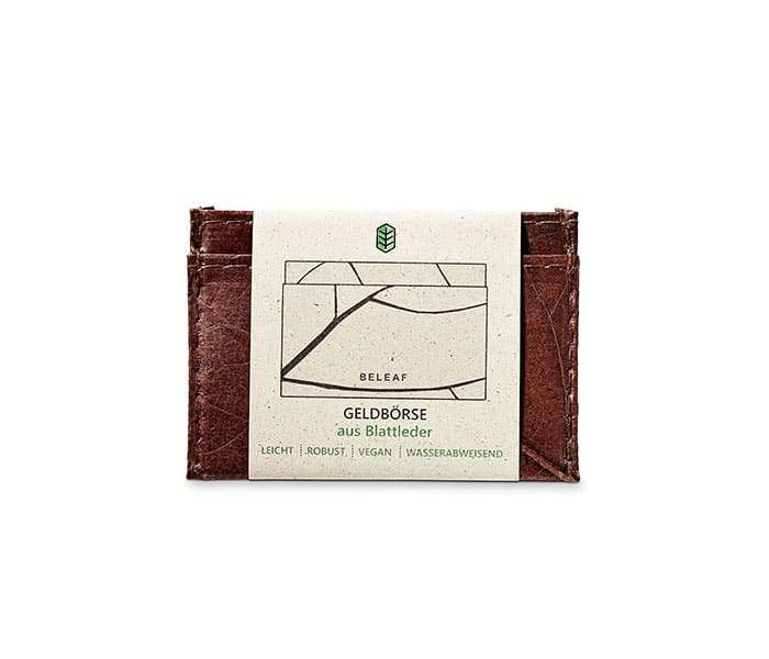 SLIM LEAF Kartenhalter aus Blattleder in Soil Brown