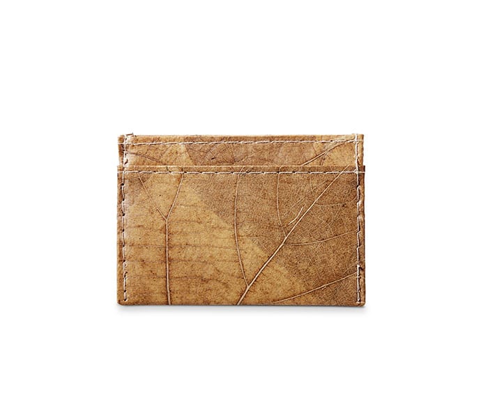 SLIM LEAF Kartenhalter aus Blattleder in Cashew Beige