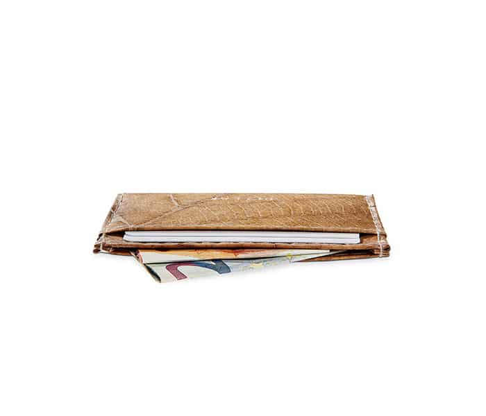SLIM LEAF Kartenhalter aus Blattleder in Cashew Beige