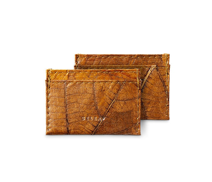 SLIM LEAF Kartenhalter aus Blattleder in Autumn Orange