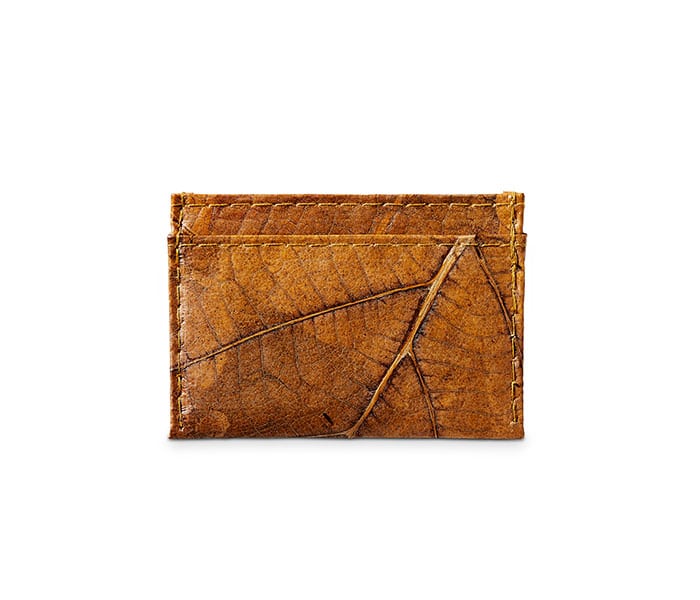 SLIM LEAF Kartenhalter aus Blattleder in Autumn Orange
