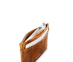 SLIM LEAF Kartenhalter aus Blattleder in Autumn Orange
