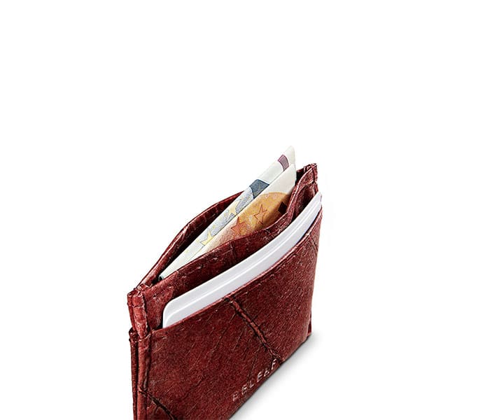 SLIM LEAF Kartenhalter aus Blattleder in Poppy Red