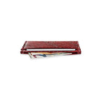 SLIM LEAF Kartenhalter aus Blattleder in Poppy Red