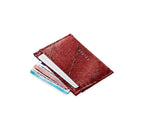 SLIM LEAF Kartenhalter aus Blattleder in Poppy Red