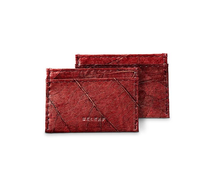 SLIM LEAF Kartenhalter aus Blattleder in Poppy Red