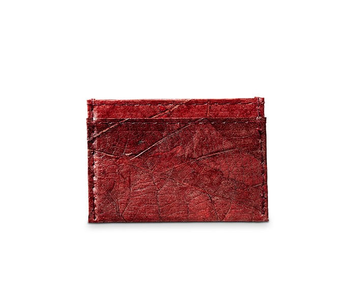 SLIM LEAF Kartenhalter aus Blattleder in Poppy Red