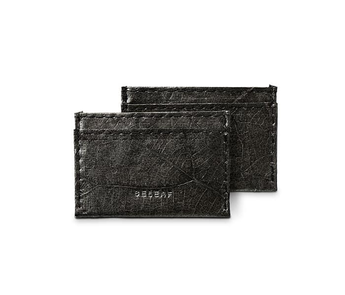 SLIM LEAF Kartenhalter aus Blattleder in Bark Black