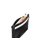 SLIM LEAF Kartenhalter aus Blattleder in Bark Black