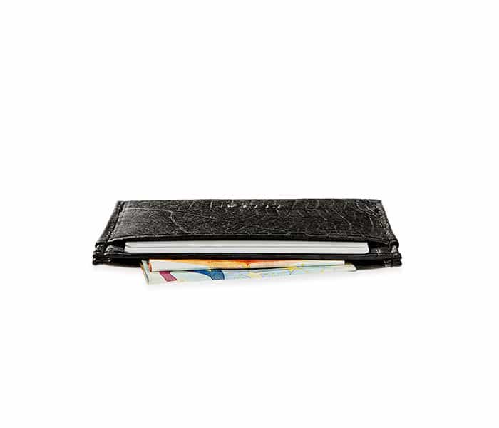 SLIM LEAF Kartenhalter aus Blattleder in Bark Black